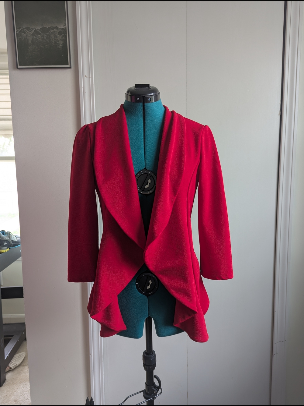 Doublju Red Draped Open-Front Blazer